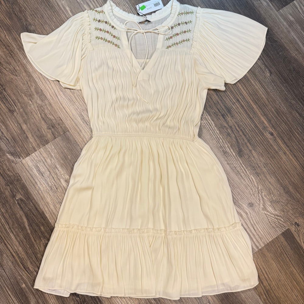 Current Air Coquette Soft Girl Antique White Floral Embroidered Mini Dress M NWT